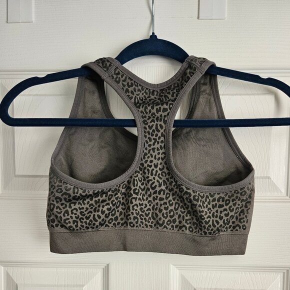 Puma Cheetah Print Gray/Black Women's Sports Bra Size M Crisscross Back - Picture 6 of 6